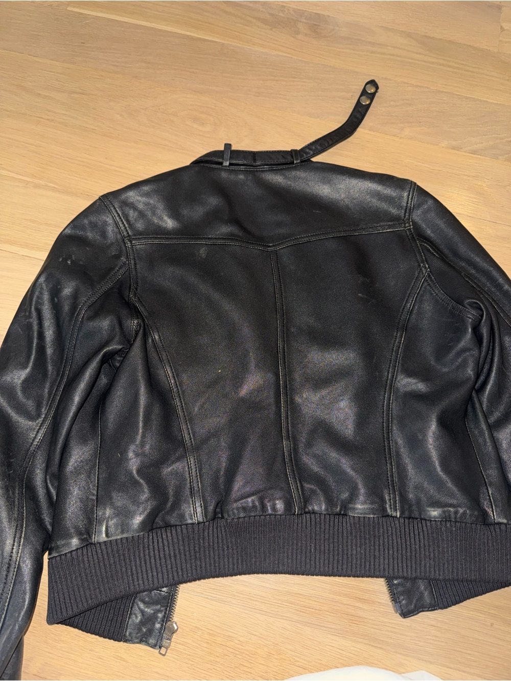Joie Women’s Black Leather Bomber Jacket - Picture 4 of 4